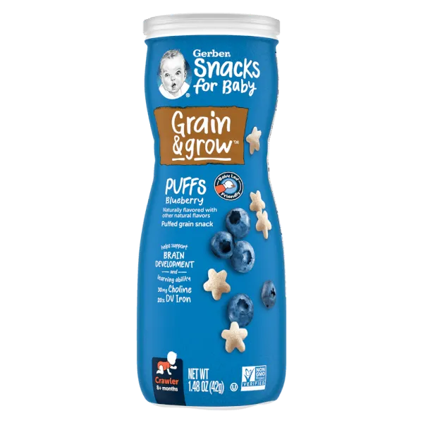 Bánh ăn dặm Gerber Puffs vị việt quất 42g