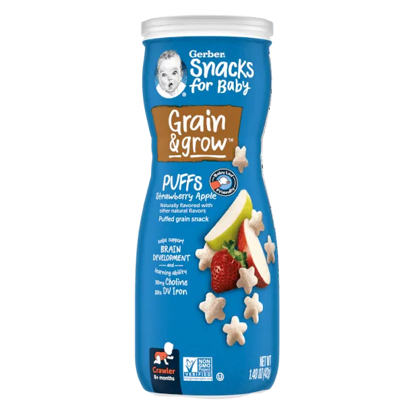 Bánh ăn dặm Gerber Puffs vị dâu táo 42g