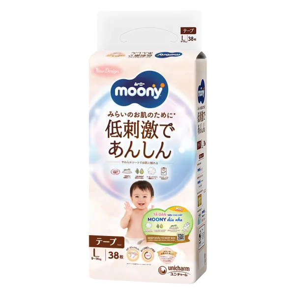 Tã dán Moony Natural/Moony Dịu nhẹ size L (38 miếng)