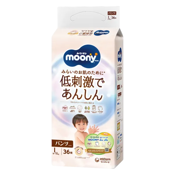 Tã quần Moony Natural/Moony Dịu nhẹ size L (36 miếng)