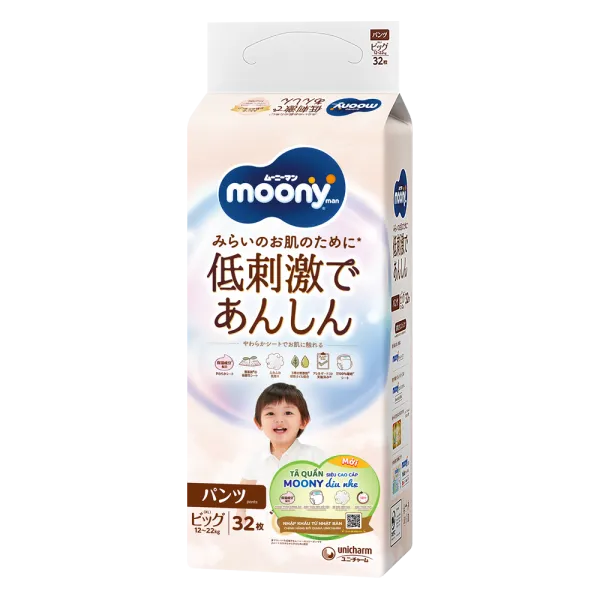 Tã quần Moony Natural/Moony Dịu nhẹ size XL (32 miếng)