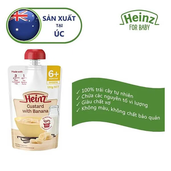 Hỗn hợp nghiền Heinz Custard Chuối 120g (trên 8 tháng tuổi)