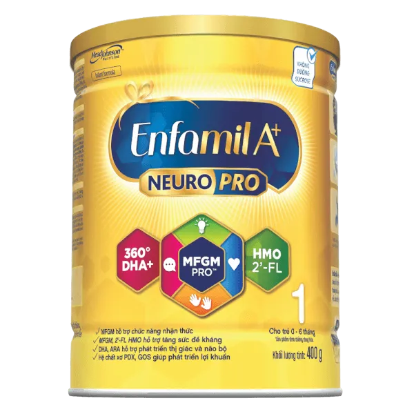 Sữa bột cho bé Enfamil A+ NeuroPro số 1 400g (0 - 6 tháng tuổi) 2Flex
