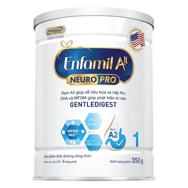 enfa product Sữa bột cho bé Enfamil A2 NeuroPro số 1 350g (Infant Formula, 0 - 6 tháng tuổi)