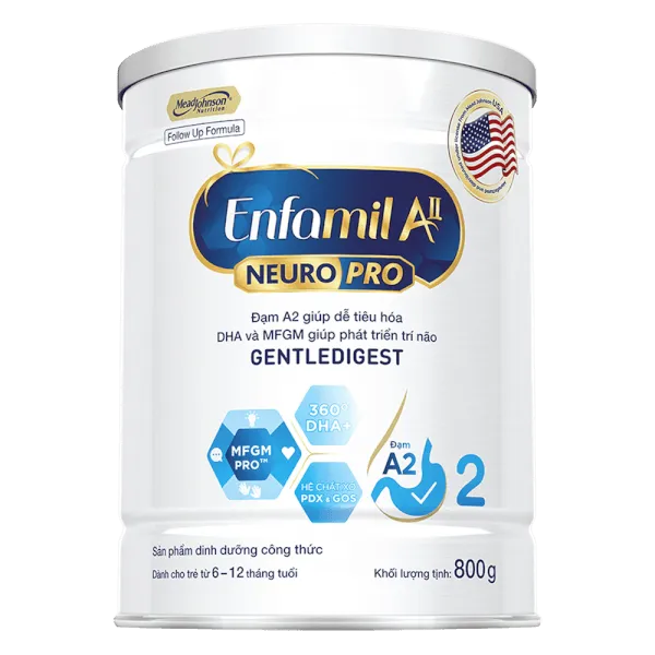 enfa product Sữa bột cho bé Enfamil A2 NeuroPro số 2 800g (Follow Up Formula, 6 - 12 tháng tuổi)