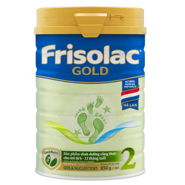Sữa bột cho bé Frisolac Gold số 2 850g (6 - 12 tháng tuổi)