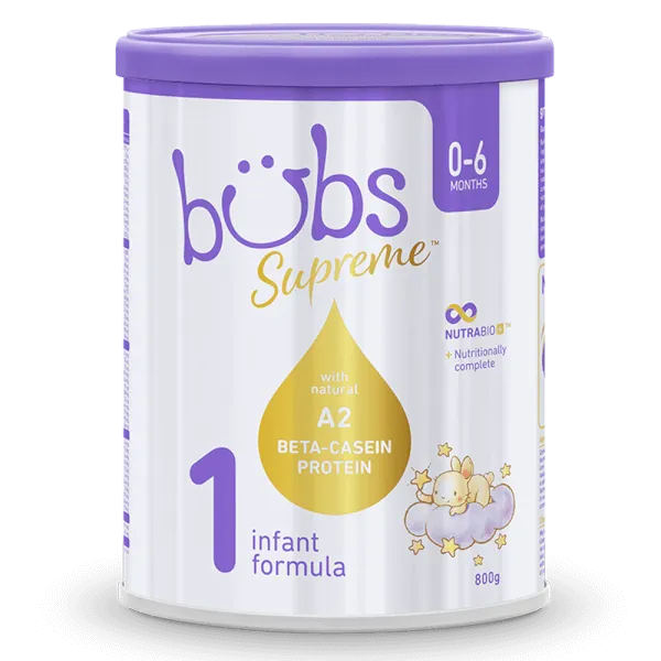 Sữa bột cho bé Bubs Supreme A2 số 1 800g (0 - 6 tháng tuổi)