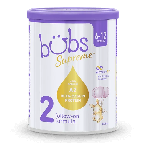 Sữa bột cho bé Bubs Supreme A2 số 2 800g (6 - 12 tháng tuổi)