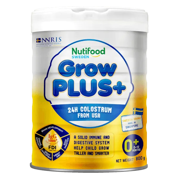 Sữa bột cho bé Nutifood GrowPLUS+ Sữa non Vàng 0+ 800g (0 - 12 tháng tuổi)