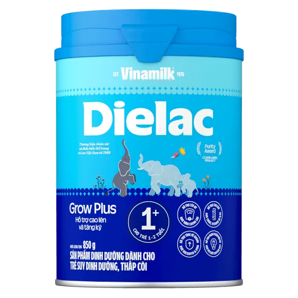 Sữa bột cho bé Vinamilk Dielac Grow Plus 1+ 850g (1 - 2 tuổi)