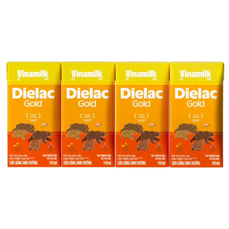 Sữa bột pha sẵn Vinamilk Dielac Gold 110ml (lốc 4 hộp, trên 1 tuổi)