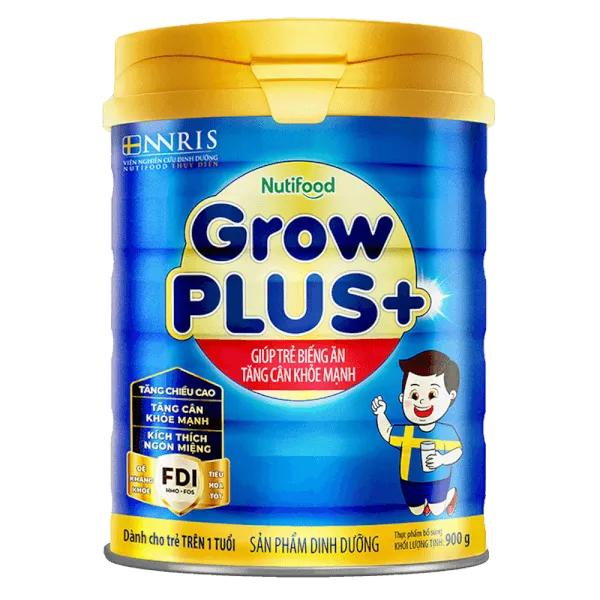 Sữa bột cho bé Nutifood GrowPLUS+ Xanh 1+ 900g (từ 1 tuổi)