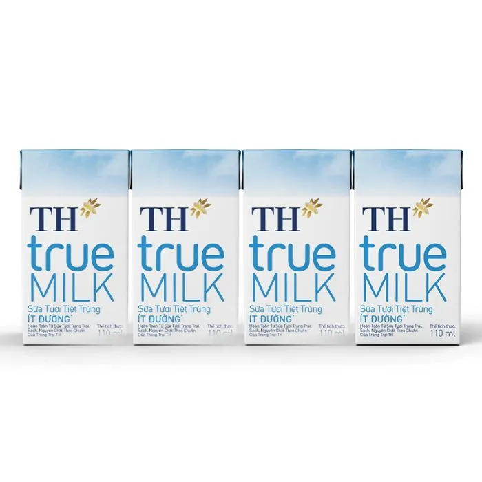 Sữa tươi TH true MILK Ít đường hộp 110ml (lốc 4 hộp)