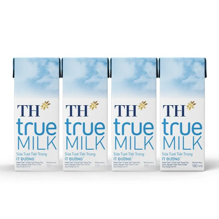 Sữa tươi TH true MILK Ít đường hộp 180ml (lốc 4 hộp)