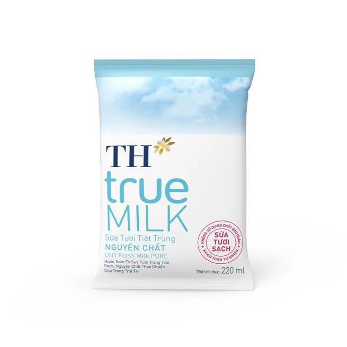 Sữa tươi TH true MILK Nguyên chất bịch 220ml