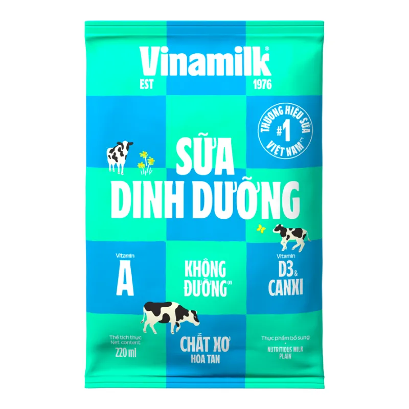 Sữa tươi Vinamilk Không đường bịch 220ml