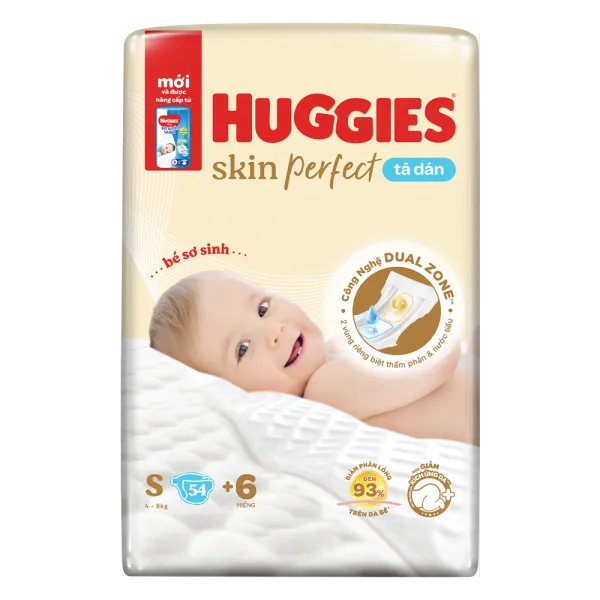 Tã dán sơ sinh Huggies Skin Perfect size S (54 miếng, 4 - 8kg)