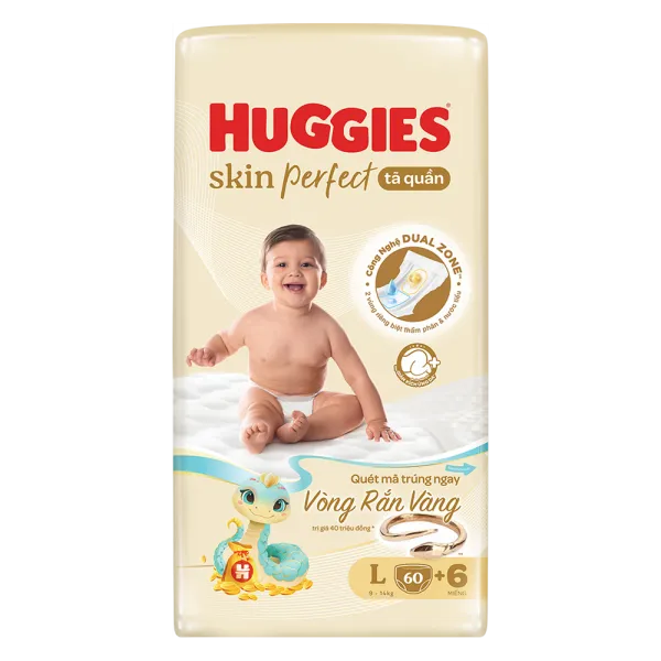 Tã quần Huggies SkinPerfect Pants size L (60 + 6 miếng, 9 - 14kg)