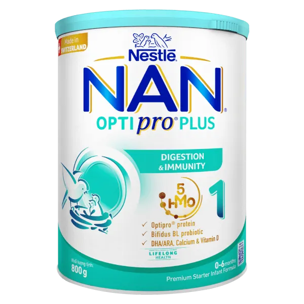 Sữa bột cho bé Nestle NAN Optipro Plus 1 800g 5HMO (0 - 6 tháng tuổi)