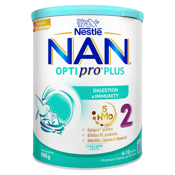 Sữa bột cho bé Nestle NAN Optipro Plus 2 800g 5HMO (6 - 12 tháng tuổi)