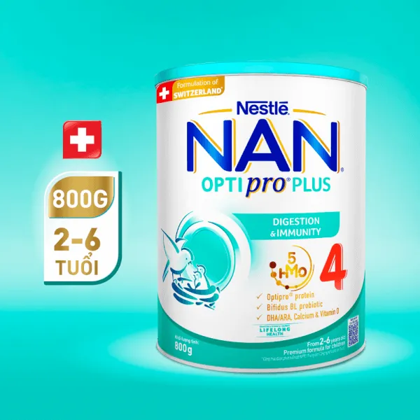 Sữa bột cho bé Nestle NAN Optipro Plus 4 800g (2 - 6 tuổi)